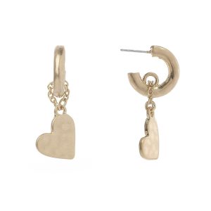 Bella Uno Hoop Heart Charm Earrings