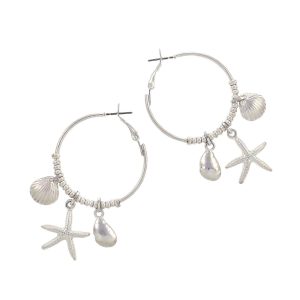 Beach Chic Sealife Charm Hoop Earrings