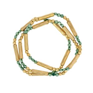 Beach Chic 2 Pc Gold Tone Gem Bracelet Set