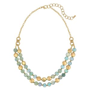 Beach Chic Gold Tone Gem Necklace