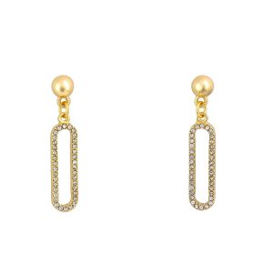 Dauplaise Jewelry Crystal Paved Open Link Post Earrings