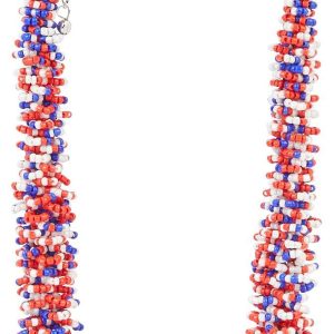 Bay Studios 20 in Red White & Blue Seed Bead Necklace