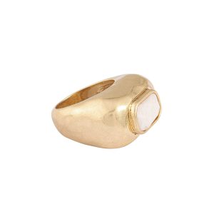 Bella Uno Gold-Tone Rose Quartz Rectangle Dome Fashion Ring