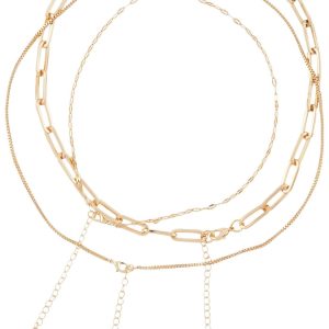 Nautica 3 Strand Multi Chain Necklace Set