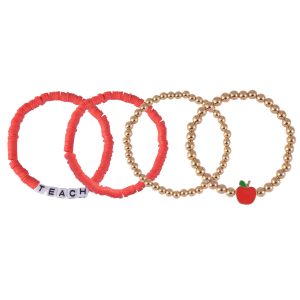 Fun & Sun Teacher Apple Stretch Bracelet Set