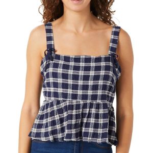Derek Heart Juniors Sleeveless Plaid Peplum Top
