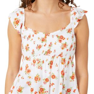 Jolie & Joy Juniors Flutter Sleeve Floral Top