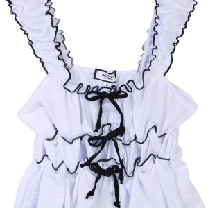 Discreet Juniors Sleeveless Smocked Bow Top