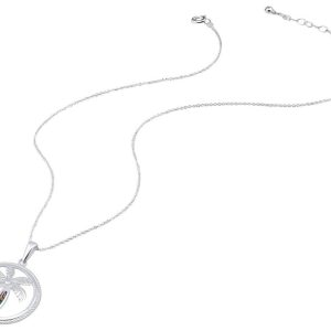 Beach Chic Abalone Palm Tree Open Circle Chain Necklace