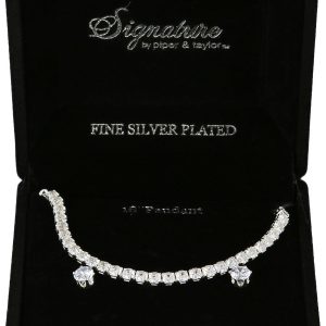 Signature CZ Tennis Necklace & Stud Earrings Set