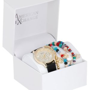 American Exchange Womens Multi Bracelet Boxed Watch Set
