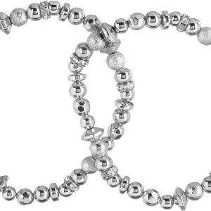 Nine West Rhinestone Silver Tone Bracelet Set