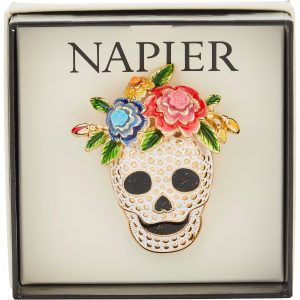 Napier Enchanted Day Of The Dead Skull Brooch Pin
