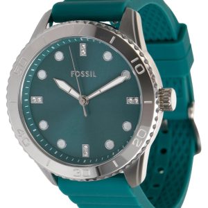 Fossil Womens Silver Silicone Strap Watch