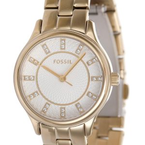 Fossil Womens Round Dial White Face Gold Watch