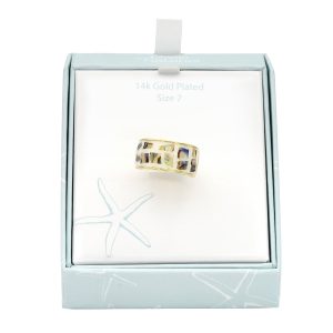 Ocean Treasures Gold-Tone Stone Inlaid Ring