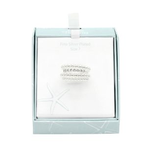 Ocean Treasures Boxed Crystal Round Open Band Ring