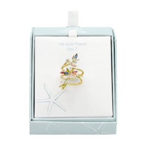 Ocean Treasures Boxed Crystal Flower Wrap Ring
