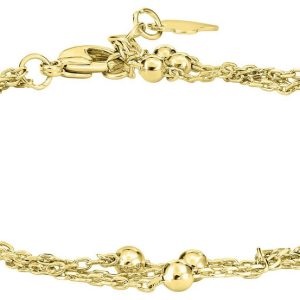 Signature 7 In Beaded Chain Gold Tone Bracelet