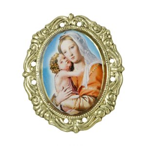Gold Tone Oval Mother and Child Pin