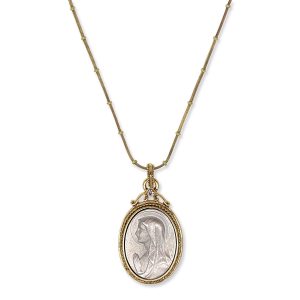 Crystal Virgin Mary Medallion Necklace