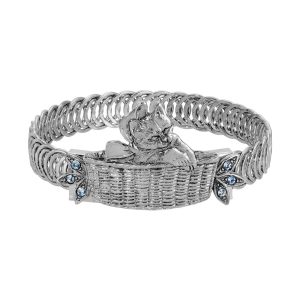 1928 Jewelry Cat In A Basket Slip On Bracelet