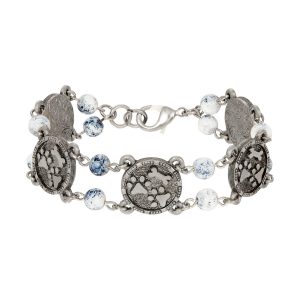 1928 Jewelry Dog Paws Faux Blue Marble Bead Bracelet