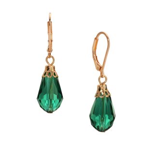 Vintage Faceted Color Teardrop Leverback Dangle Earrings