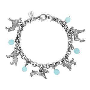 1928 Jewelry Silver Tone Pewter Dog Charm Bracelet