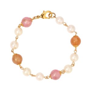 1928 Jewelry Faux Pearl Pink Peach Beaded Bracelet