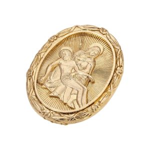 Symbols of Faith Gold Tone Jesus & Mary Oval Pin