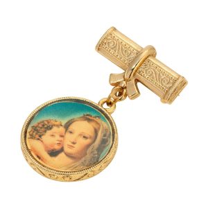 Symbols of Faith Gold Tone Round Mary & Child Decal Pin