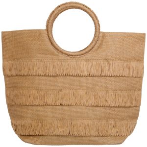Bay Sky Round Handle Woven Straw Beach Tote Bag