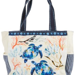 Sun N' Sand Indigo Turtle Beach Tote Bag