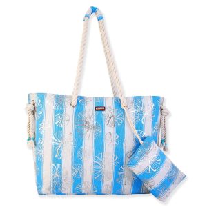 Sun N' Sand Metalic Shell Beach Tote Bag