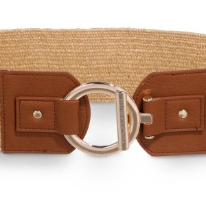 Vince Camuto Womens Circle Bar Raffia Stretch Belt