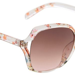 Nine West Womens Print Round Keyhole Sunglasses