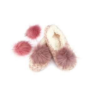 Speckled Chenille Interchangeable Pom Pom Slippers