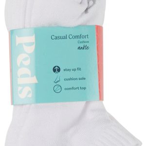 Peds Womens 6 Pk Cushioned Ankle Socks