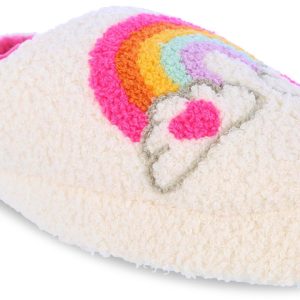 Kensie Womens Sherpa Platform Rainbow Slippers