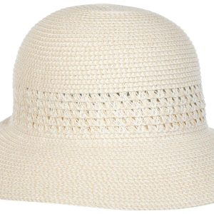 Nine West Womens Lace Inset Cloche Straw Sun Hat