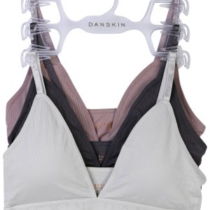Danskin Womens 3 Pk Wire Free Ribbed Triangle Bralette
