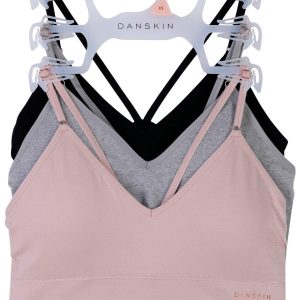 Danskin Womens 3 Pk Wire Free Longline Bralette Bra