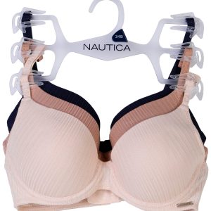 Nautica Womens 3 Pk Branded Straps Molded Bra