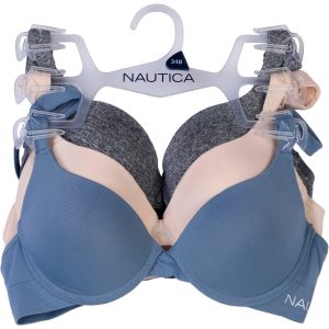 Nautica Womens 3 Pk T-Shirt Bra