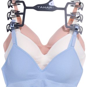 Tahari Womens 3-Pack Ribbed Seamless Wirefree Bra
