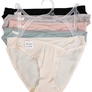 Kensie Womens 5 Pk Microfiber Mesh Hi Cut Panties