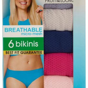 Fruit of the Loom Womens 6 Pk. Micro Mesh Bikini Briefs