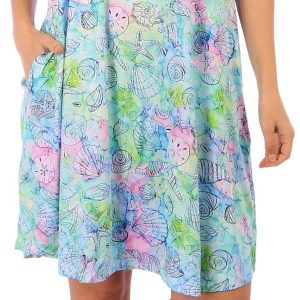 Art & Sol Sleepwear Womens Seashells Sleeveless Gown