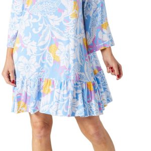 Ellen Tracy Womens 3/4 Sleeve Pajama Dress